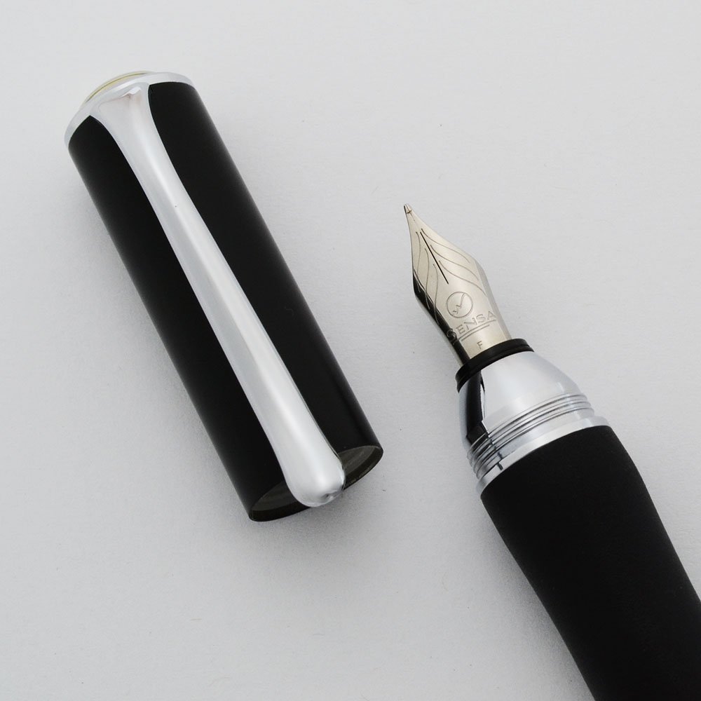 Sensa Meridian Fountain Pen - Carbon Black, Cushioned Grip (Near